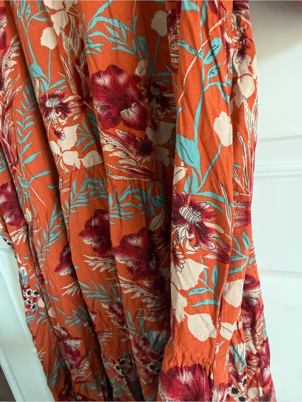 Natural Life Rebecca Midi Dress Orange Tropical Floral NWT L - Picture 9 of 14